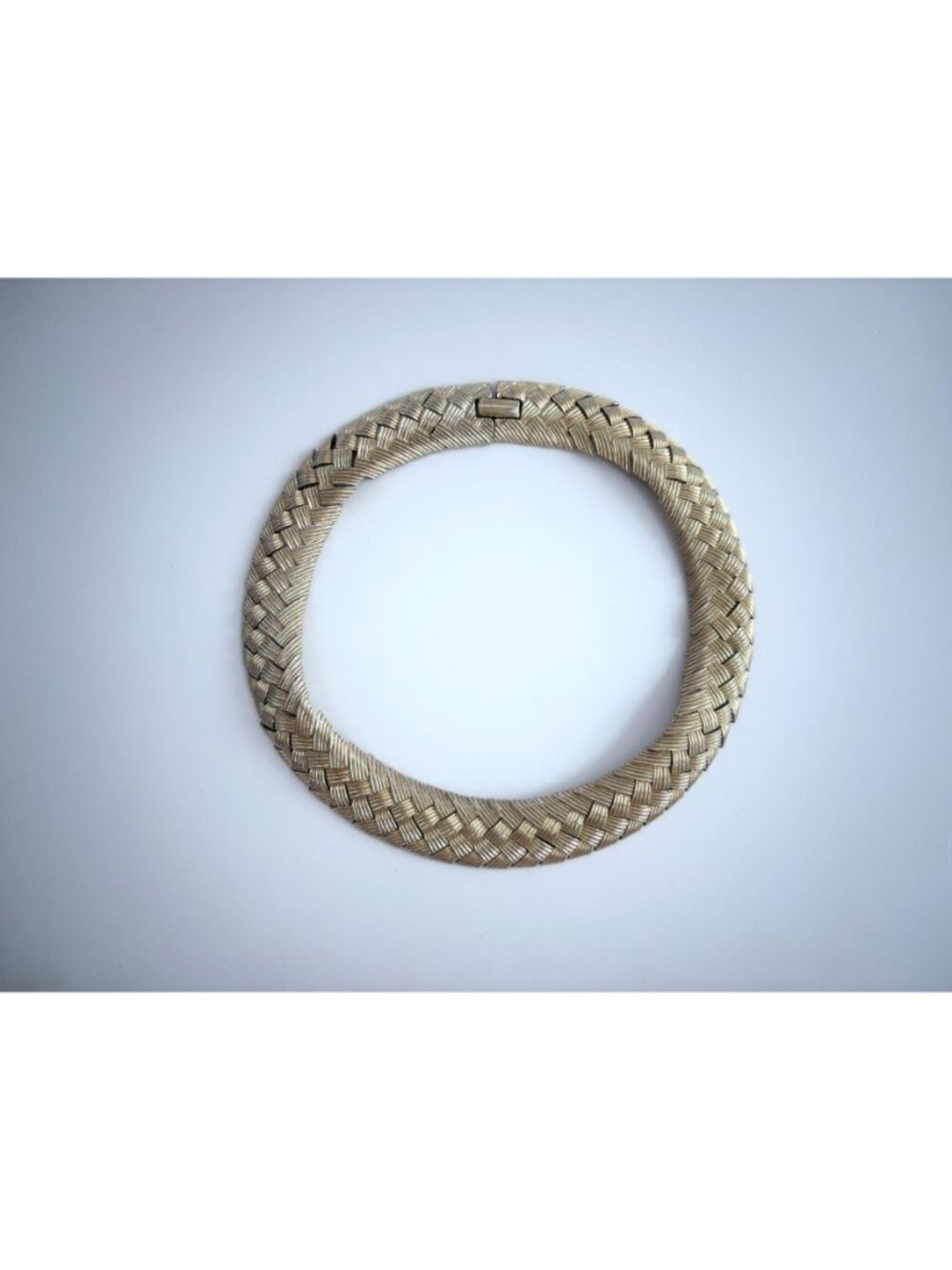 Woven Chunky Gold Toned Vintage Choker 80's Chevron Necklace - Picture 15 of 16